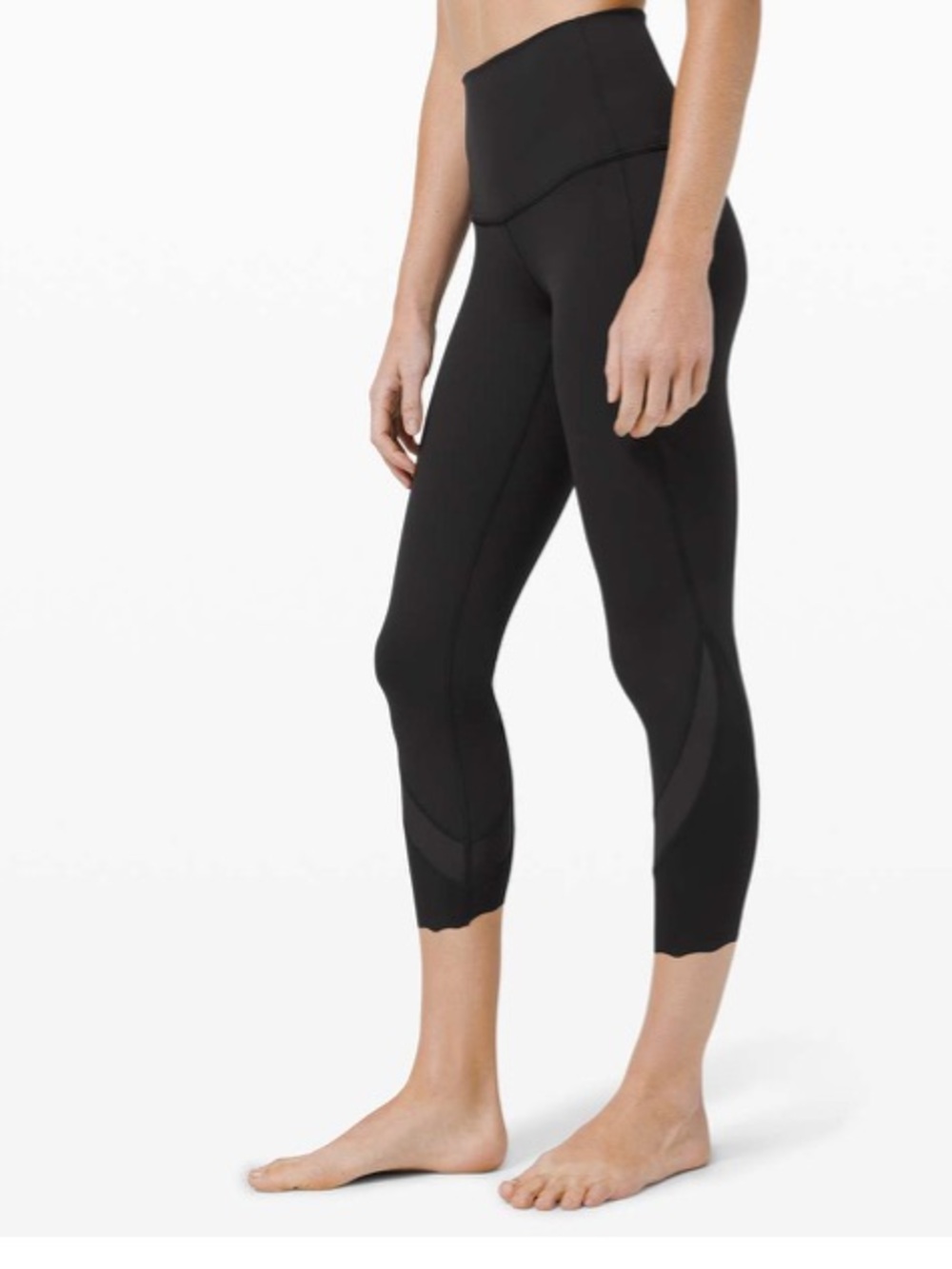 Lululemon Black Scallop Workout Run Gym Luxtreme Wunder Under High-Rise Crop 10